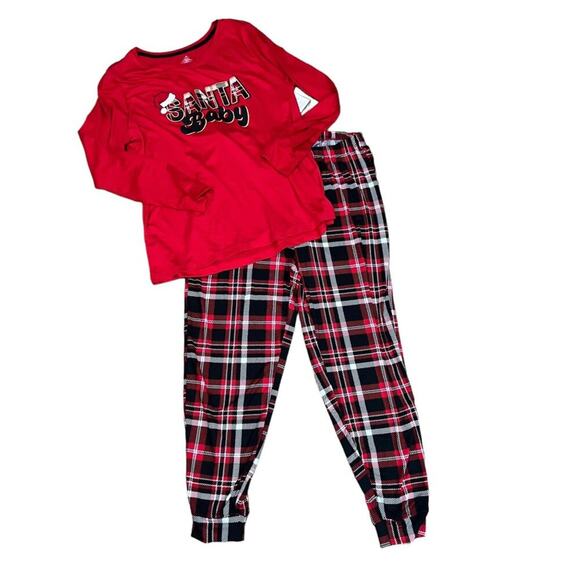 Secret Treasures Santa Baby Red Long Sleeve Knit Pajama Sleep Set Size Medium - Picture 1 of 6